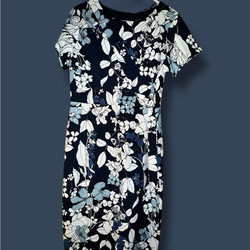 Enfocus Studio Black and White Floral Sheath Dress